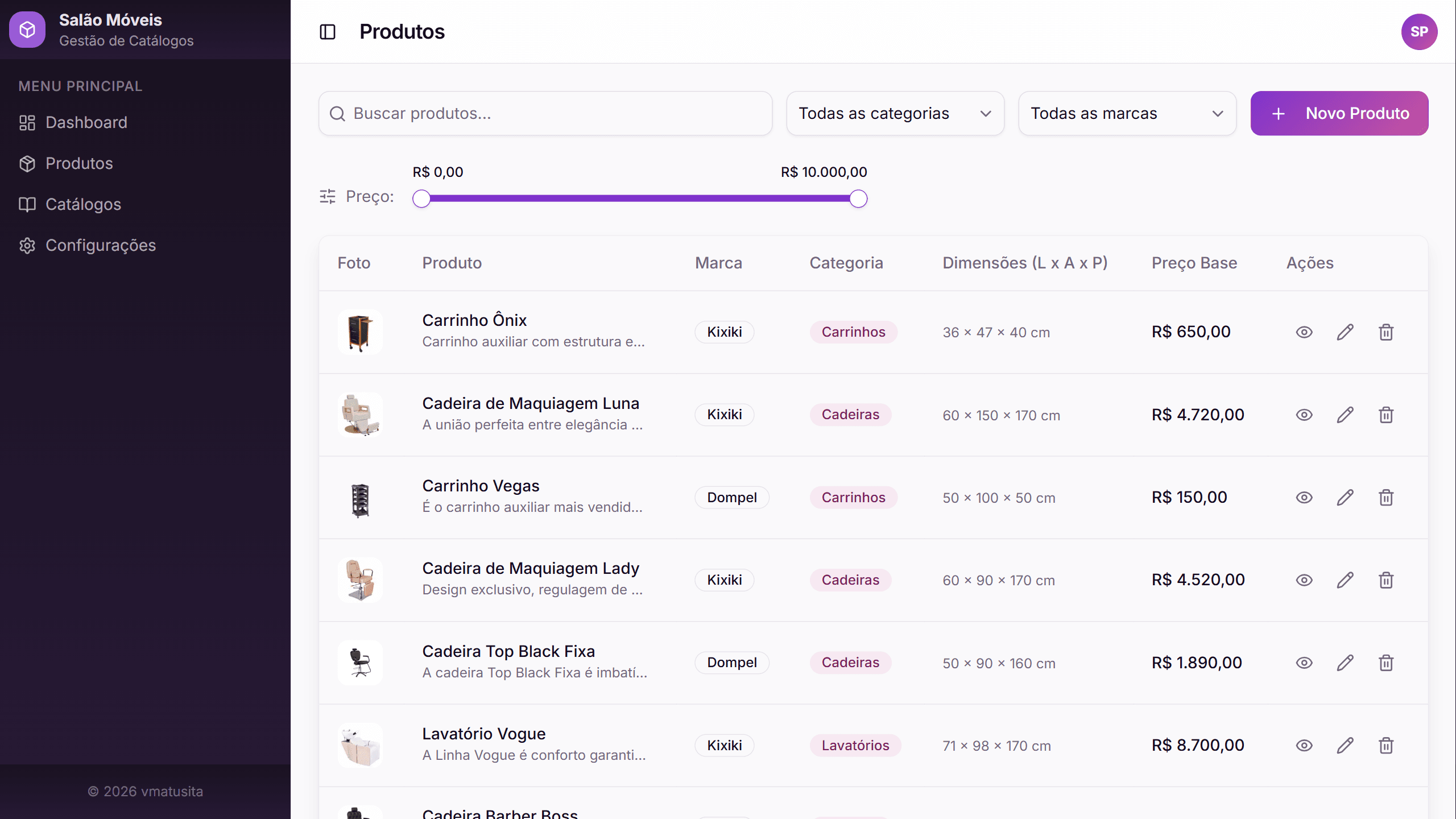 Preview do projeto Catalog CMS